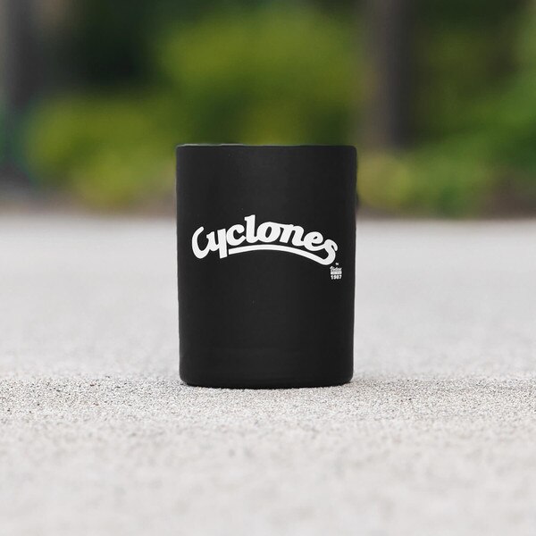 Cyclones Script Black & White Rocks Glass (14oz)